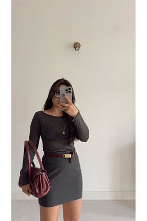 دامن طوسی زنانه پارچه Fistan Byn Melisa - کد 921353640