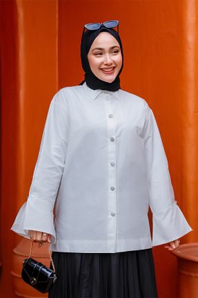 پیراهن حجاب سفید زنانه رگولار LOCCO - کد 921347046