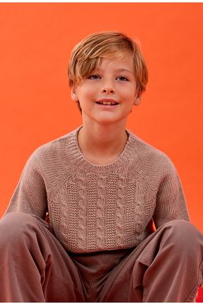 پلیور قهوه ای بچه گانه Saç Örgü Nisrakids - کد 788976191