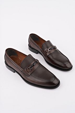 کفش کلاسیک قهوه ای مردانه چرم خالص Muggo - کد 921281295