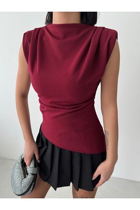 بلوز زرشکی زنانه ساده QUTTA - کد 921361245
