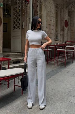 ست بالاتنه و پائین تنه طوسی زنانه بافتنی Siner Fashion - کد 921360256