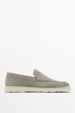 کفش لوفر طوسی مردانه چرم خالص Massimo Dutti - کد 921392435