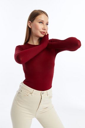بلوز زرشکی زنانه ساده LAENT - کد 921378265