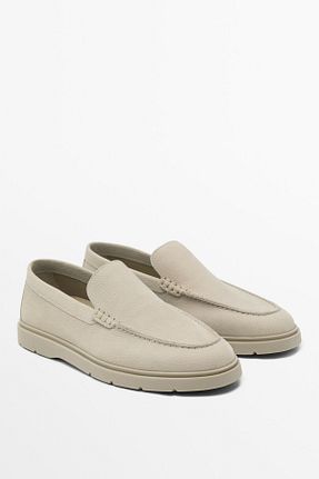 کفش لوفر سفید مردانه چرم خالص Massimo Dutti - کد 921392357