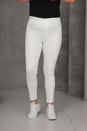 شلوار جین سفید زنانه پاچه تنگ GÜLİZİM BUTİK - کد 901324038