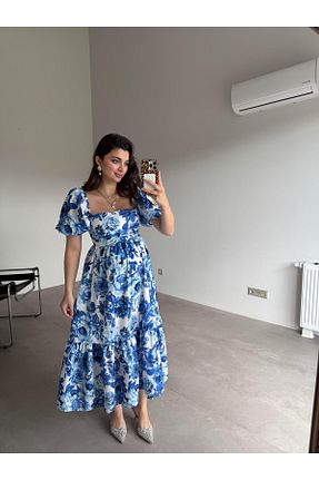 لباس آبی گلدار Bade Butik - کد 921395144