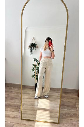 شلوار پارچه ای بژ زنانه فاق بلند Tutals - کد 921444083