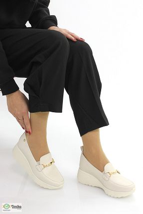 کفش کژوال بژ زنانه چرم خالص Mammamia - کد 921445781