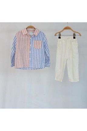 ست بالاتنه و پائین تنه سفید بچه گانه بافتنی karamel - کد 923054001