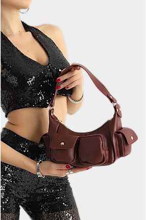کیف دوشی زرشکی زنانه چرم مصنوعی ROSE BERRY - کد 921468274