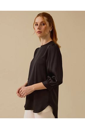 بلوز مشکی زنانه هندسی SEÇİL - کد 920834807