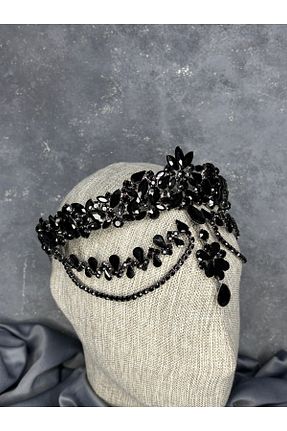 تاج مشکی زنانه سنگ کریستال Hayalperest boncuk - کد 921495441