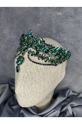تاج سبز زنانه سنگ کریستال Hayalperest boncuk - کد 921495215