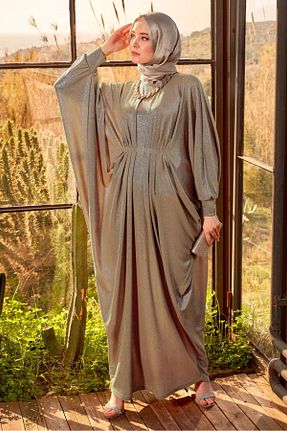 لباس حجاب قهوه ای زنانه اورسایز Alvina - کد 817490352