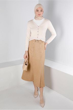 دامن حجاب بژ زنانه رگولار Alvina - کد 793827377