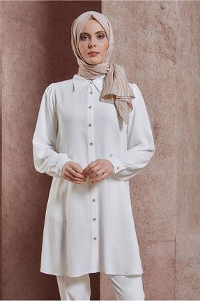 تونیک حجاب سفید زنانه پلی استر Alvina - کد 818748540