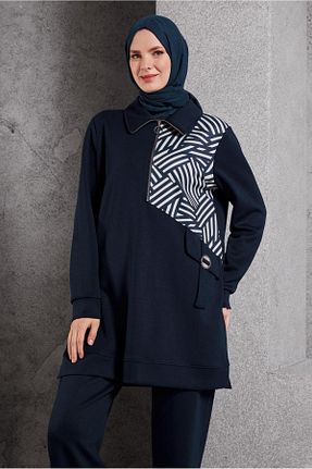 ست گرمکن حجاب سرمه ای زنانه رگولار Alvina - کد 881860115