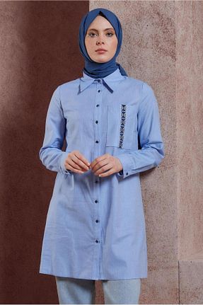 تونیک حجاب آبی زنانه پنبه ای Alvina - کد 824068469