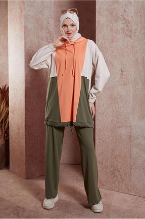 ست گرمکن حجاب خاکی زنانه رگولار Alvina - کد 833477649