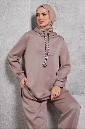ست گرمکن حجاب قهوه ای زنانه رگولار Alvina - کد 885639361