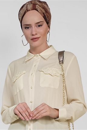 تونیک حجاب بژ زنانه پلی استر Alvina - کد 874941502