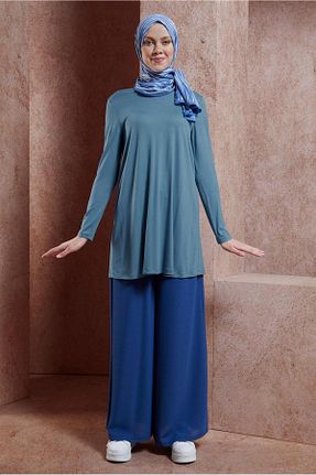 تونیک حجاب آبی زنانه مخلوط پلی استر Alvina - کد 855955035