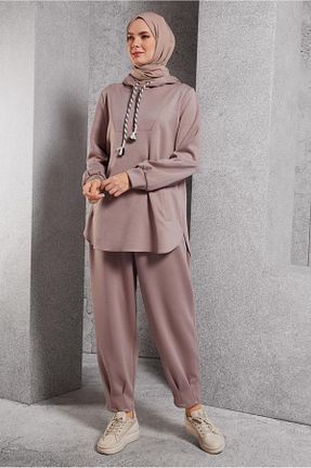 ست گرمکن حجاب قهوه ای زنانه رگولار Alvina - کد 885639361