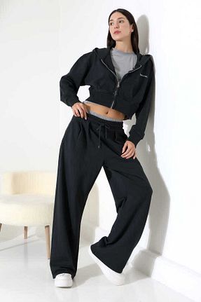 ست گرمکن مشکی زنانه پنبه ای MOSRANİC - کد 900554738