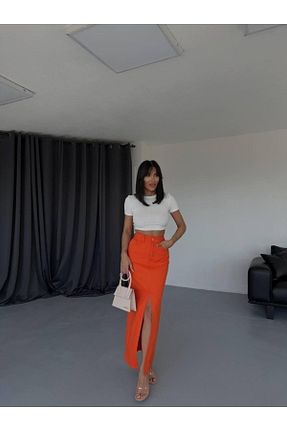 دامن نارنجی زنانه ساده velmorafashion - کد 940053905