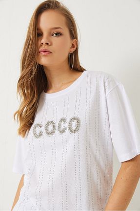 تیشرت سفید زنانه Straight Bianco Lucci - کد 921515473