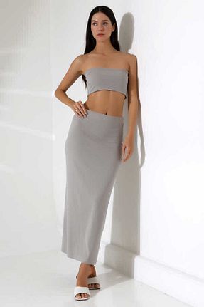 دامن طوسی زنانه پنبه ای MOSRANİC - کد 900598685