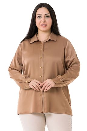 پیراهن سایز بزرگ قهوه ای زنانه سایز بزرگ DISENTIS MODEST - کد 464457548