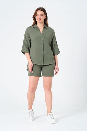 ست بالاتنه و پائین تنه خاکی زنانه بافتنی eva clothing - کد 921523149