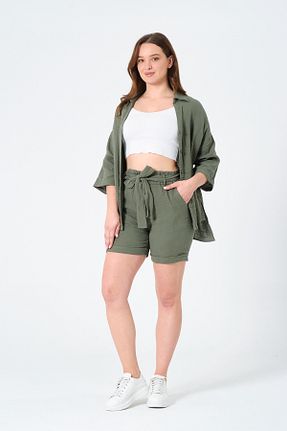 ست بالاتنه و پائین تنه خاکی زنانه بافتنی eva clothing - کد 921523149