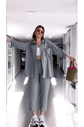 ست بالاتنه و پائین تنه طوسی زنانه بافت Barbora - کد 922284399