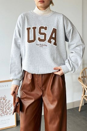 سوئیشرت قهوه ای زنانه چاپی VAGGON - کد 795967292