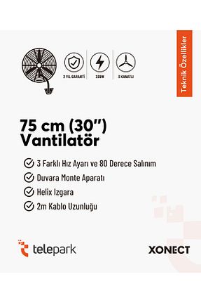 پنکه مشکی Duvar Tipi XONECT - کد 921525244