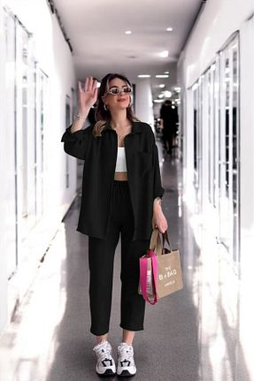 ست بالاتنه و پائین تنه مشکی زنانه بافت Barbora - کد 922284549