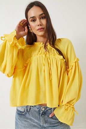 بلوز زرد زنانه چاپی Bianco Lucci - کد 921525511