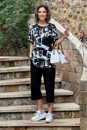 ست بالاتنه و پائین تنه مشکی زنانه بافتنی Nevin Kaya Moda - کد 815775330
