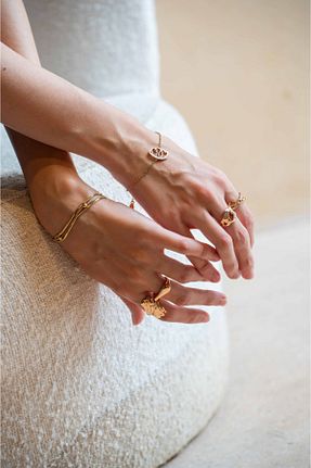 دستبند استیل (فولاد) طلائی روکش طلا Meiloras - کد 921531922