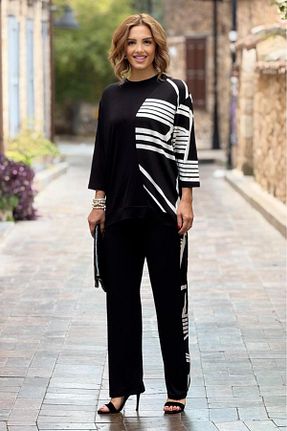 ست بالاتنه و پائین تنه مشکی زنانه بافتنی Nevin Kaya Moda - کد 921530907