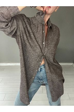 پیراهن قهوه ای زنانه اورسایز ABBRA - کد 899373782