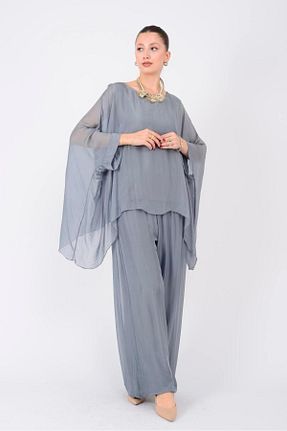 ست بالاتنه و پائین تنه طوسی زنانه بافتنی Bohem Stil - کد 921548335