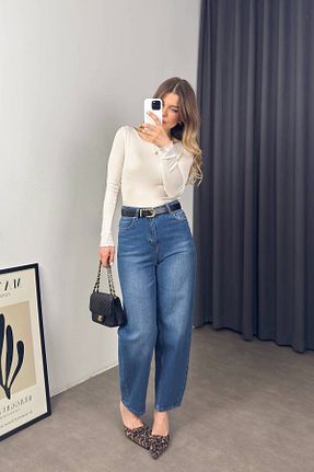 شلوار جین آبی زنانه فاق بلند Sue Store - کد 921563846