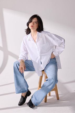 پیراهن سفید زنانه اورسایز KASSEL - کد 921565220