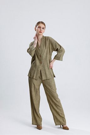 ست بالاتنه و پائین تنه خاکی زنانه بافتنی ikomteks - کد 921580568