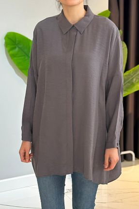 تونیک حجاب طوسی زنانه مخلوط پلی استر Nuss - کد 921582965