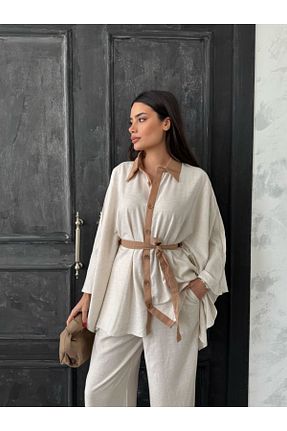 ست بالاتنه و پائین تنه بژ زنانه اورسایز Kaden - کد 921579695